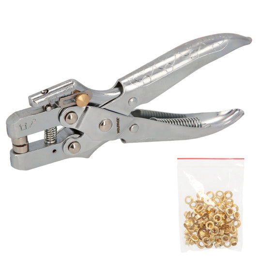 Alicate de ilhós profissional com 50 ilhós pequenos