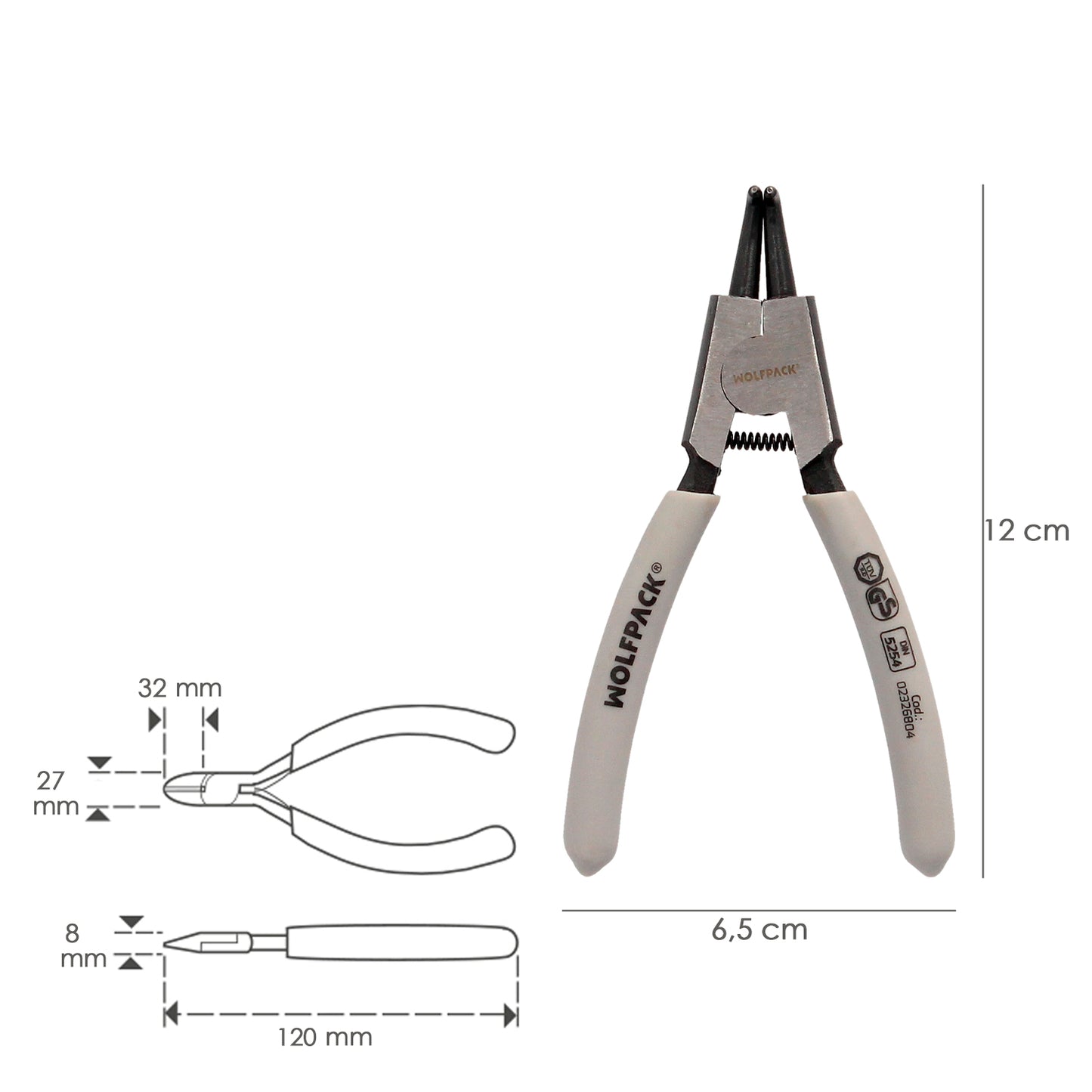 Alicate Arruela Externa Curva 125 mm. Aço Din 5254. Anéis de pressão, anéis de retenção, arruelas de freio