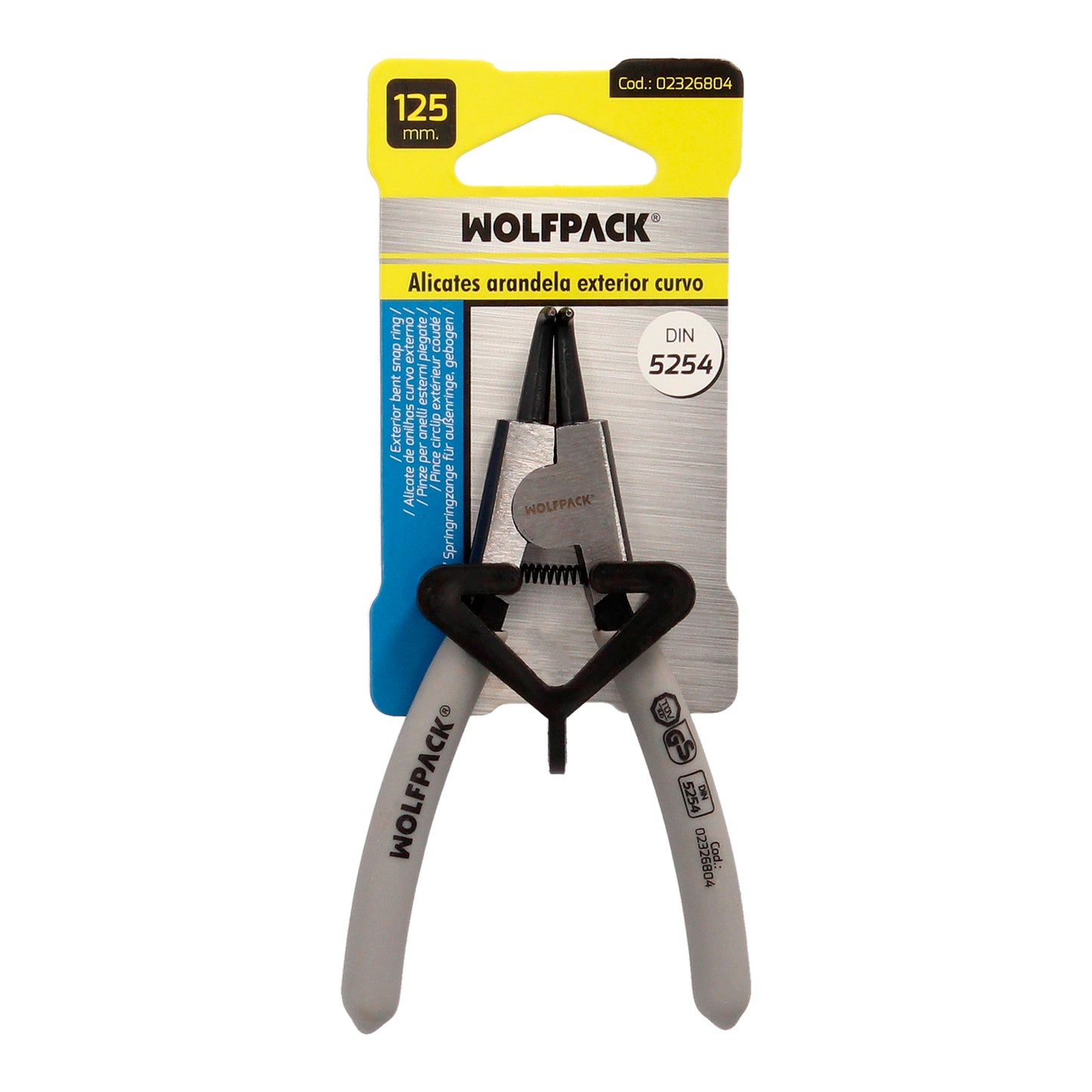 Alicates Arandelas Exteriores Curvo 125 mm. Acero Din 5254. Anillos De Presion, Anillos De Retención, Arandelas Circlips