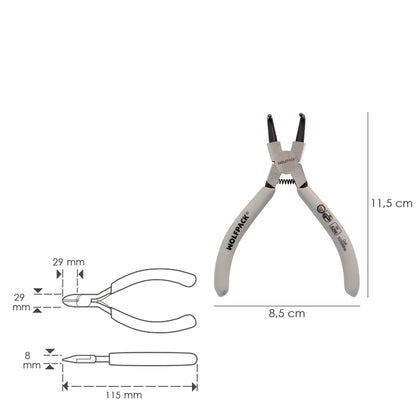 Alicate para arruela interna curva 125 mm. Aço Din 5254. Anéis de pressão, anéis de retenção, arruelas de freio