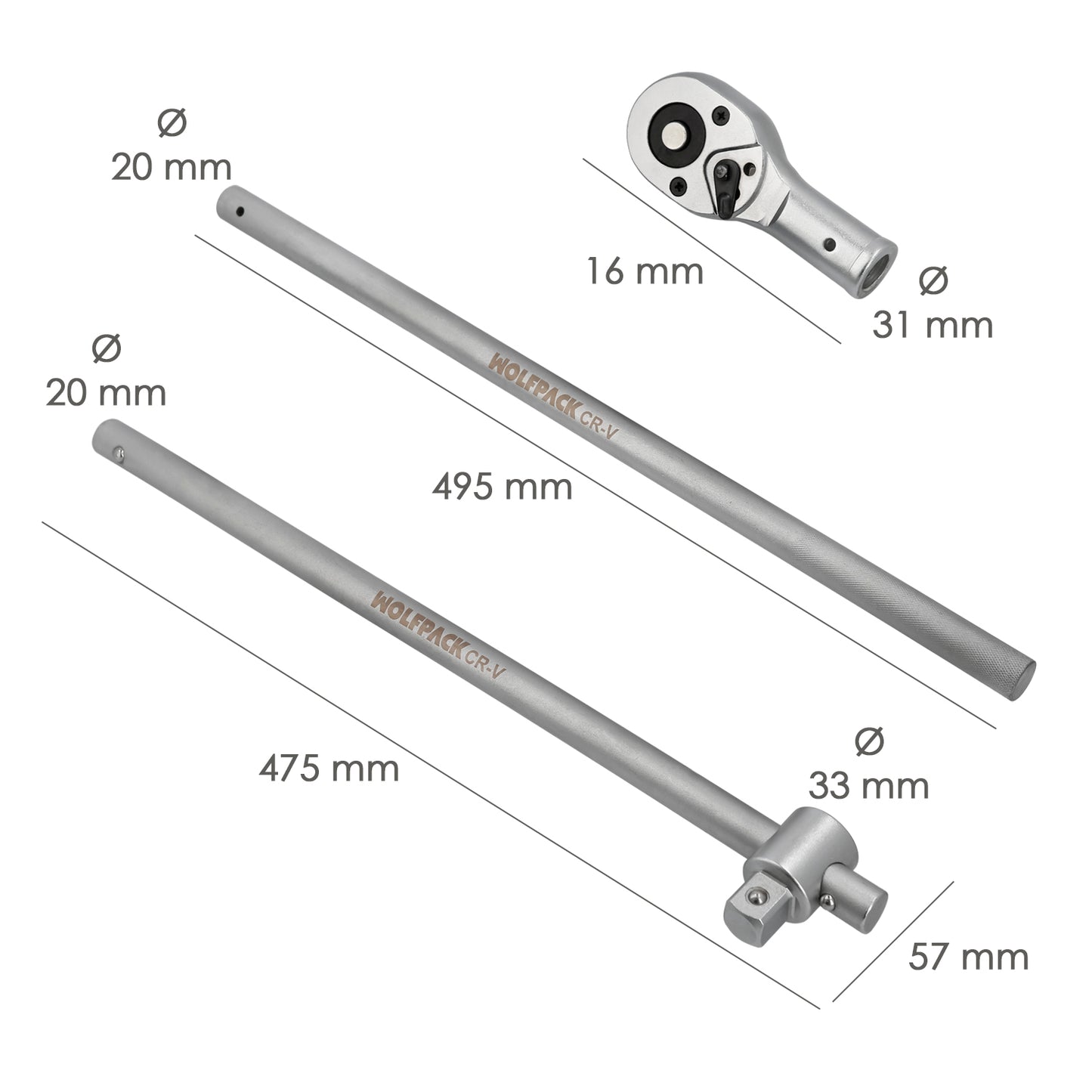 Conjunto de soquetes de aço cromo vanádio com 21 peças 3/4" Plus com maleta.