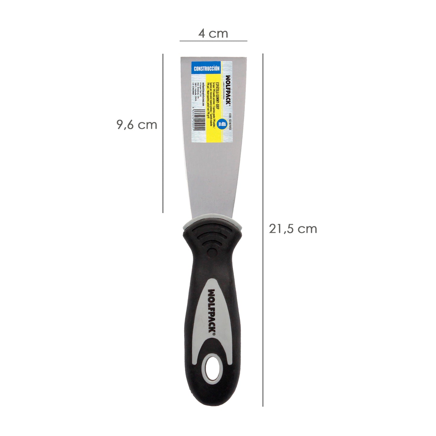 Espátula Cabo Gummy Grip Lâmina 40 mm. Espátula de gesso, espátula de pintor, espátula de massa de vidraceiro, espátula de gesso cartonado, etc.