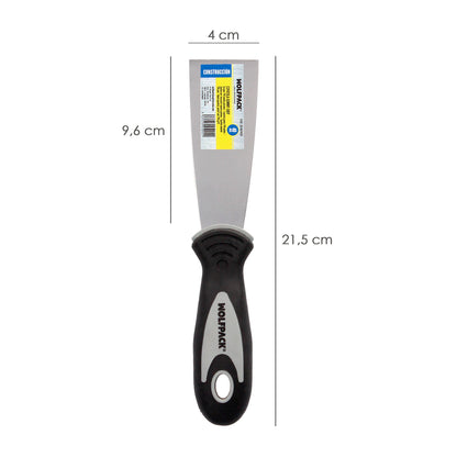 Espátula Cabo Gummy Grip Lâmina 40 mm. Espátula de gesso, espátula de pintor, espátula de massa de vidraceiro, espátula de gesso cartonado, etc.