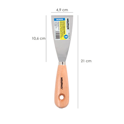 Espátula Cabo de Madeira Lâmina de Aço 50 mm. Espátula de gesso, espátula de pintor, espátula de massa de vidraceiro, espátula de gesso cartonado, etc.