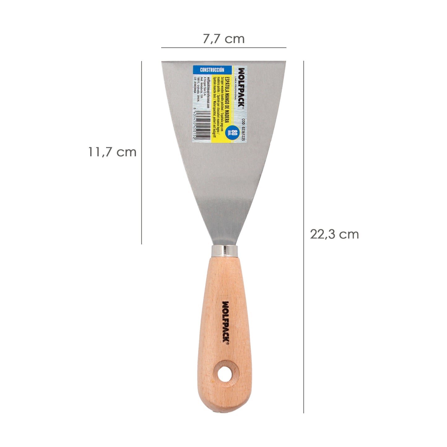 Espatula Mango Madera Hoja Acero 80 mm. Aplicar Yeso, Pintora, Masillas, Pladur, etc.