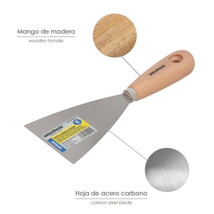 Espatula Mango Madera Hoja Acero 80 mm. Aplicar Yeso, Pintora, Masillas, Pladur, etc.