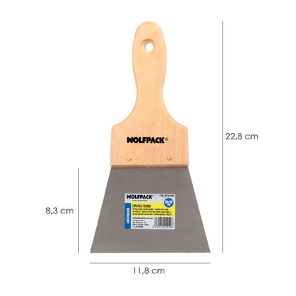 Espátula para Cobertura Cabo de Madeira Lâmina de Aço 90 x 120 mm. Espátula de gesso, espátula de pintor, espátula de massa de vidraceiro, espátula de gesso cartonado, etc.