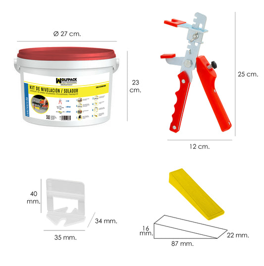Kit de nivelamento do ladrilhador (pistola, cunhas e cunhas)