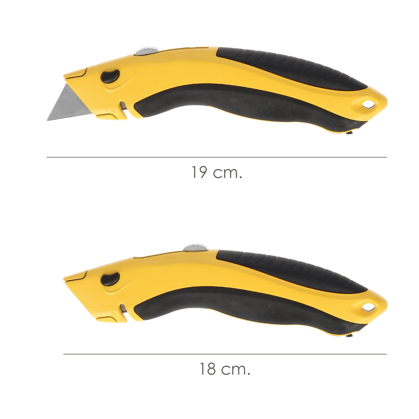 Cutter Con Hoja Retractil De 20 mm. Cambio Hoja Rápido Carcasa De Aluminio Agarre Engomado. Uso Profesional