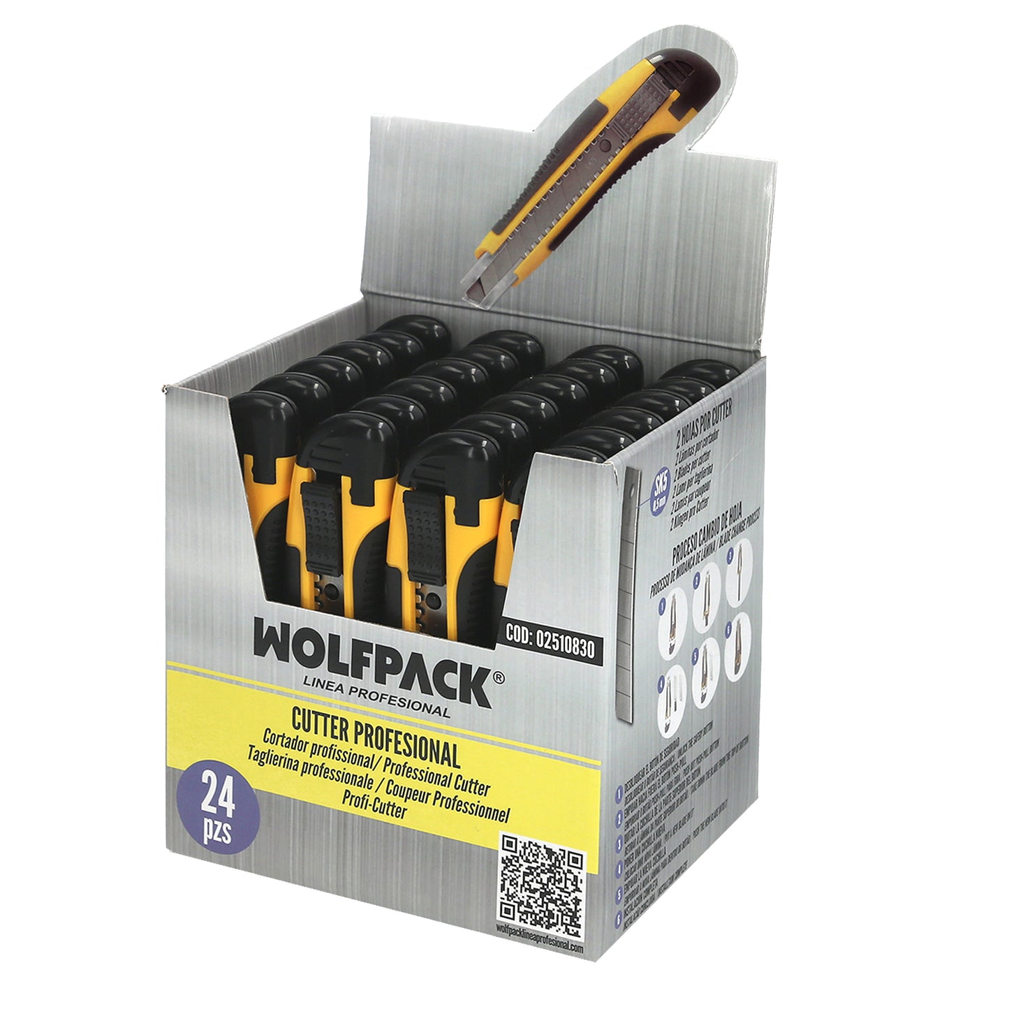 Cutter Con Hoja De 18 mm. Con 2 Hojas (Expositor 24 Piezas)