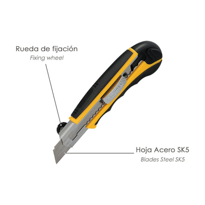 Cutter Profesional 18mm Con 8 Hojas Acero Sk5