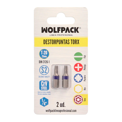 Bits de chave de fenda Torx 20 à prova de adulteração (2 peças). Aço Cromo Vanádio S2. Brocas Hexagonais, Removedores de Pontas,