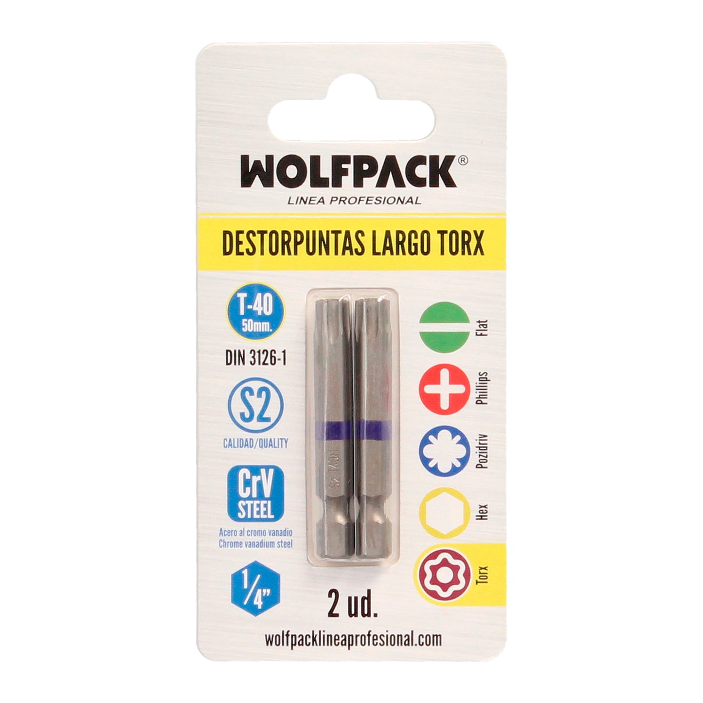 Puntas Largas Destornillador Torx T40 (2 Piezas). Acero S2 al Cromo Vanadio. Puntas Hexagonales, Destorpuntas,