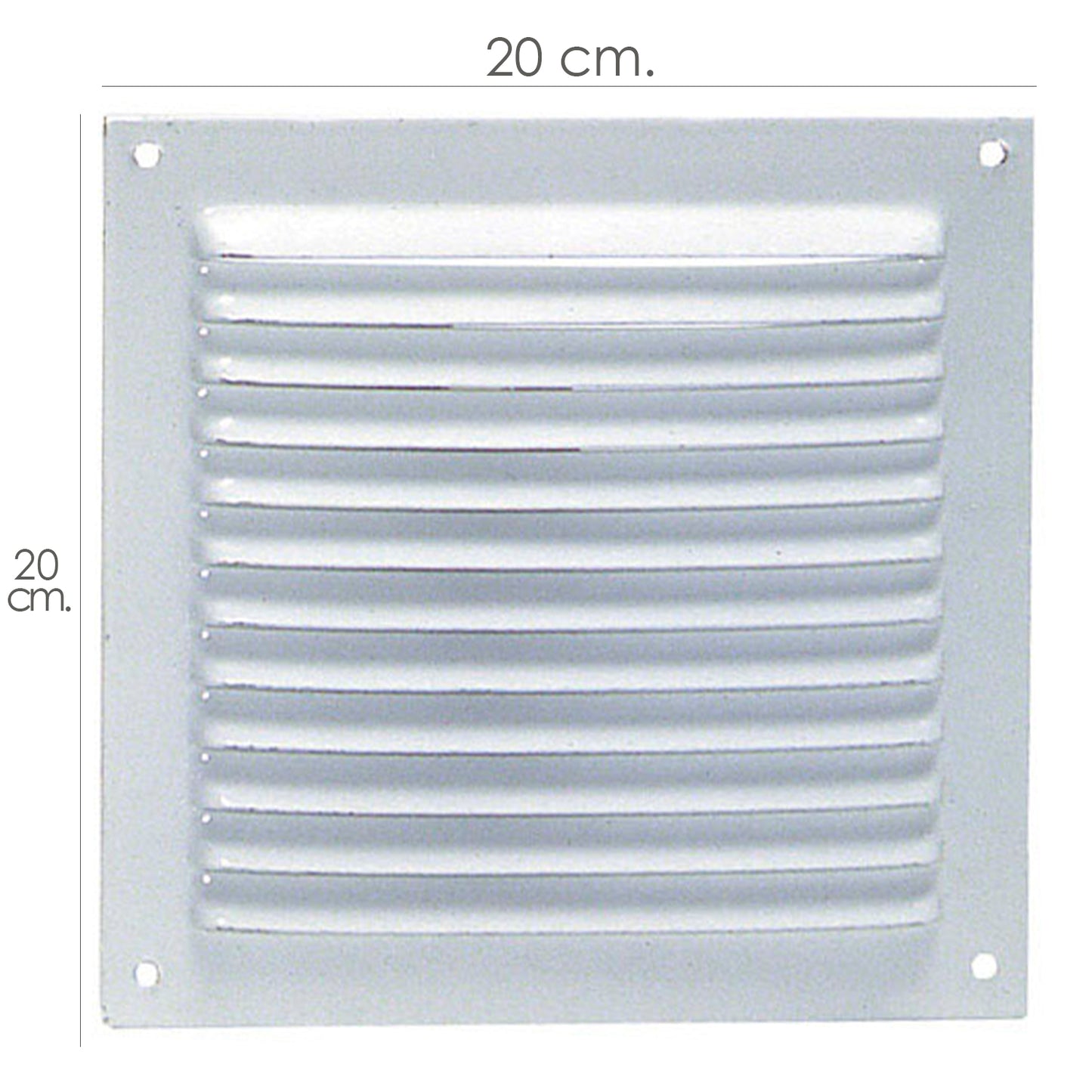 Grelha de ventilação aparafusada 20x20 cm. branco lacado