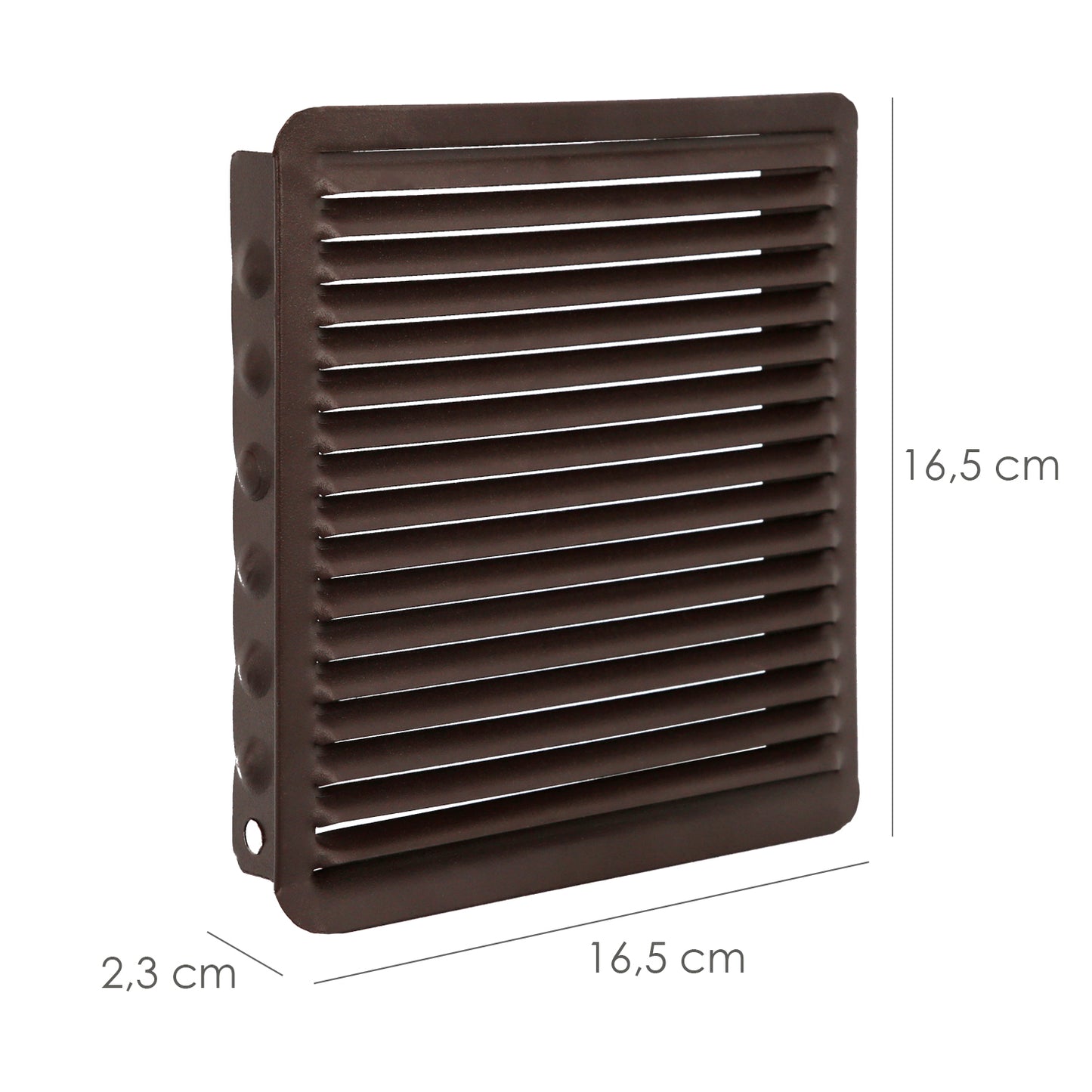 Grelha de ventilação para embutir 17x17 cm. Castanho Alumínio