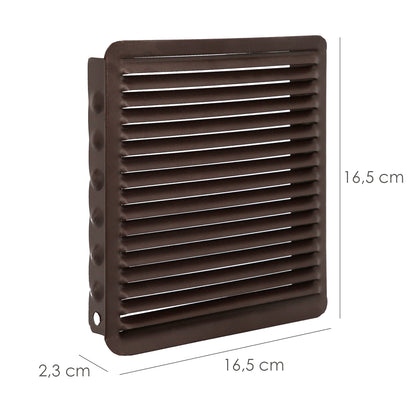 Grelha de ventilação para embutir 17x17 cm. Castanho Alumínio