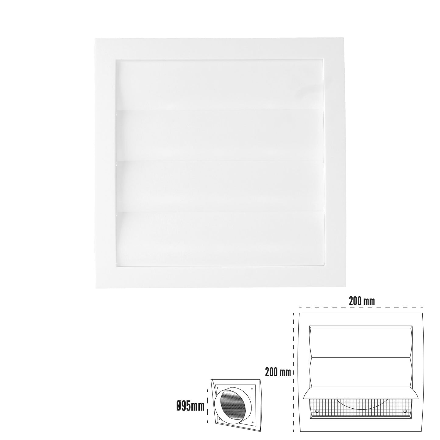 Rejilla De Plastico Con Malla Posterior Y Lamas Movibles 20x20 cm