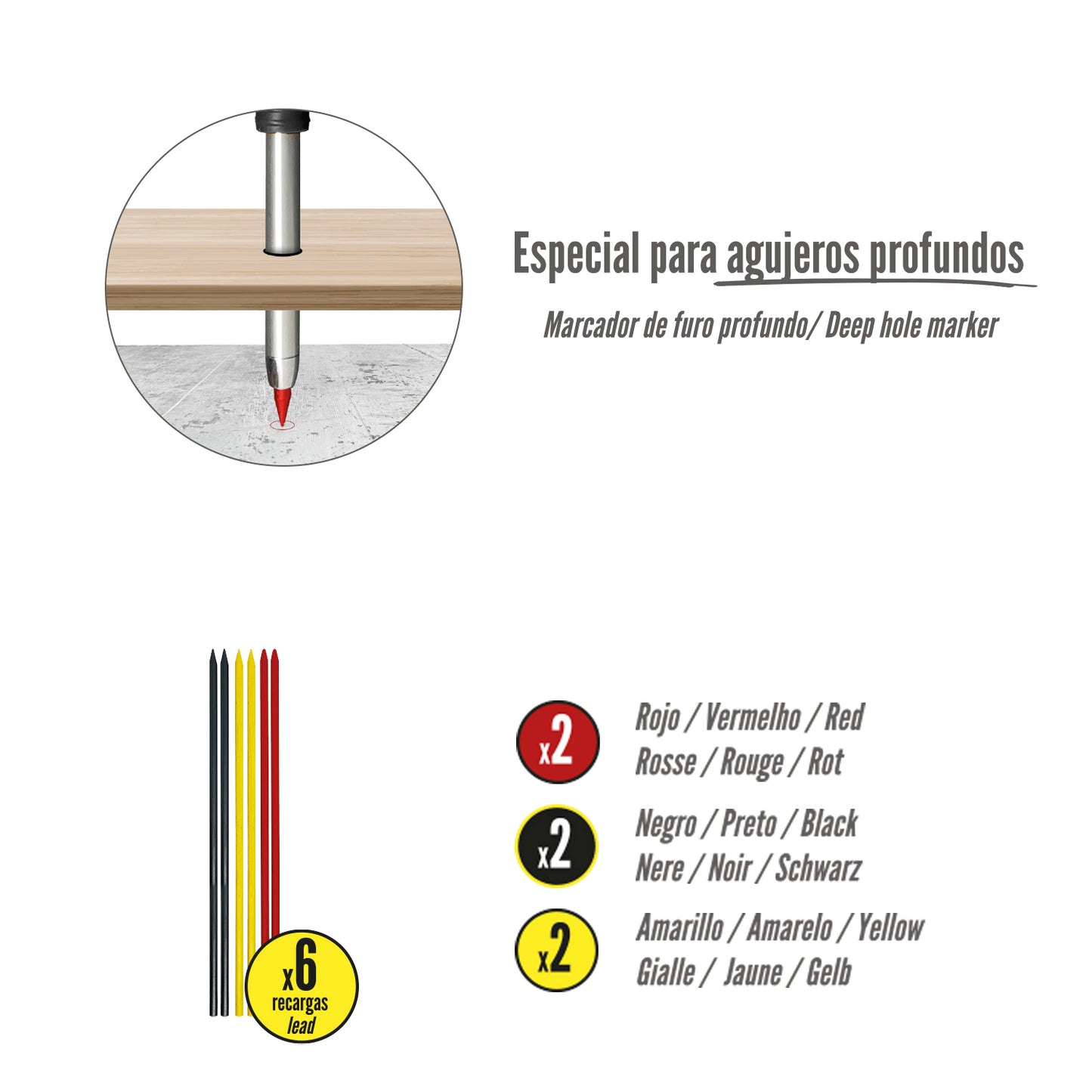 Minas Recambio Para Lapiz Carpintero Portaminas (6 Piezas)