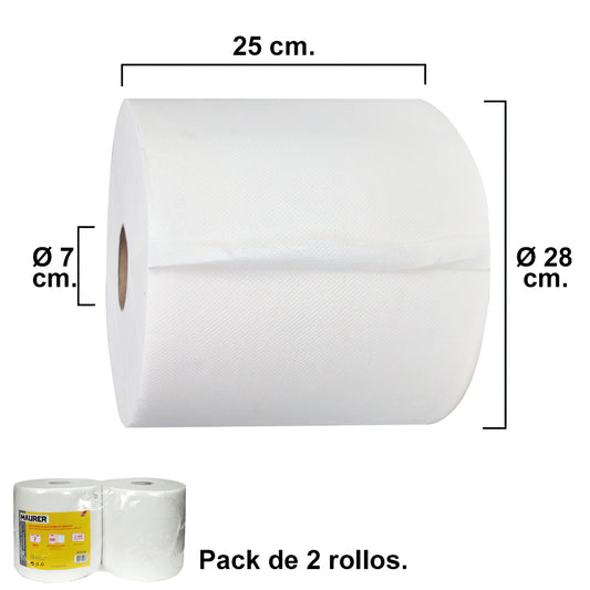 Rollo Papel Secamanos Industrial  800 Servicios Por Rollo (2 Rollos)