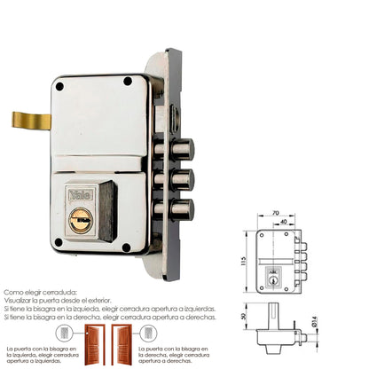 Cerradura Yale    8-hn/ Derecha