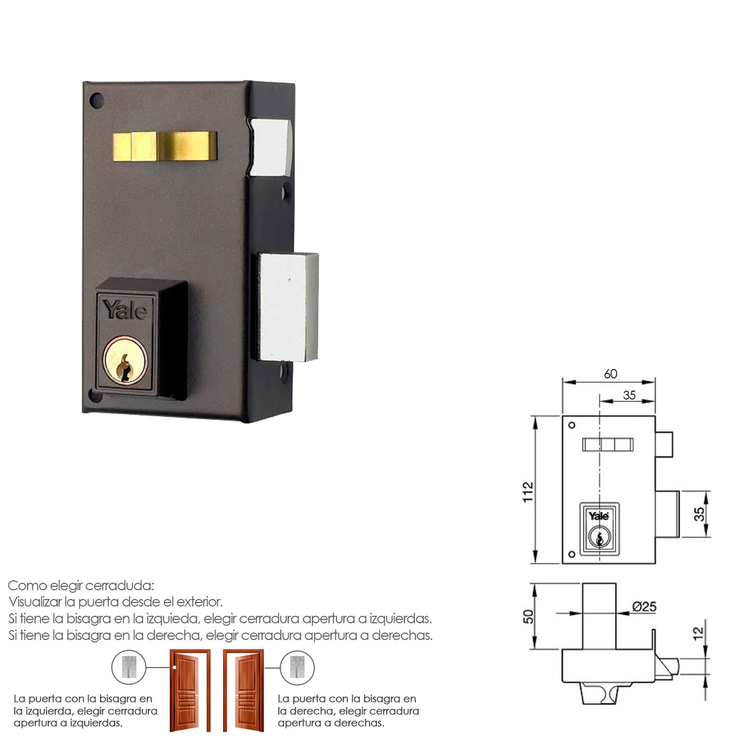 Cerradura Yale   56-a/hpr/60/ Derecha