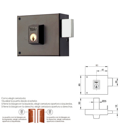 Cerradura Yale  124-a/hp/ 8/ Derecha