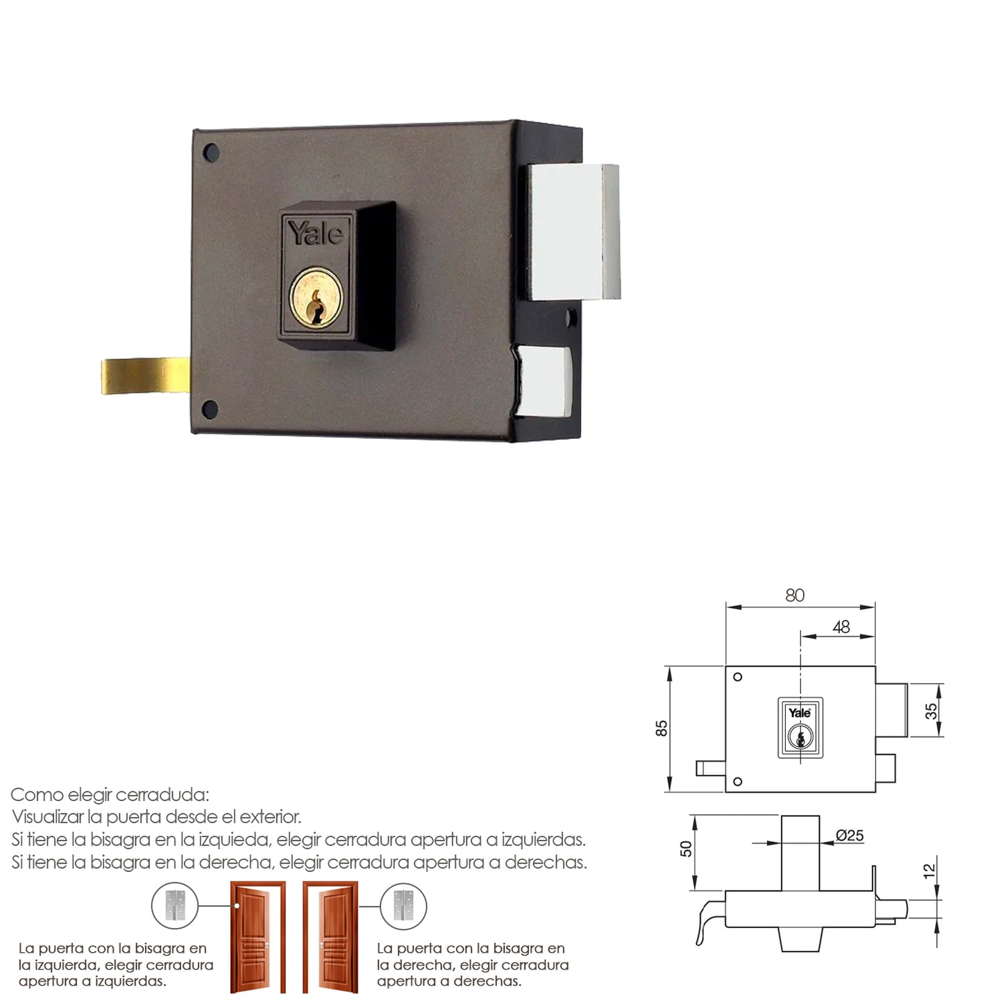 Cerradura Yale  125-a/hp/ 8/ Derecha