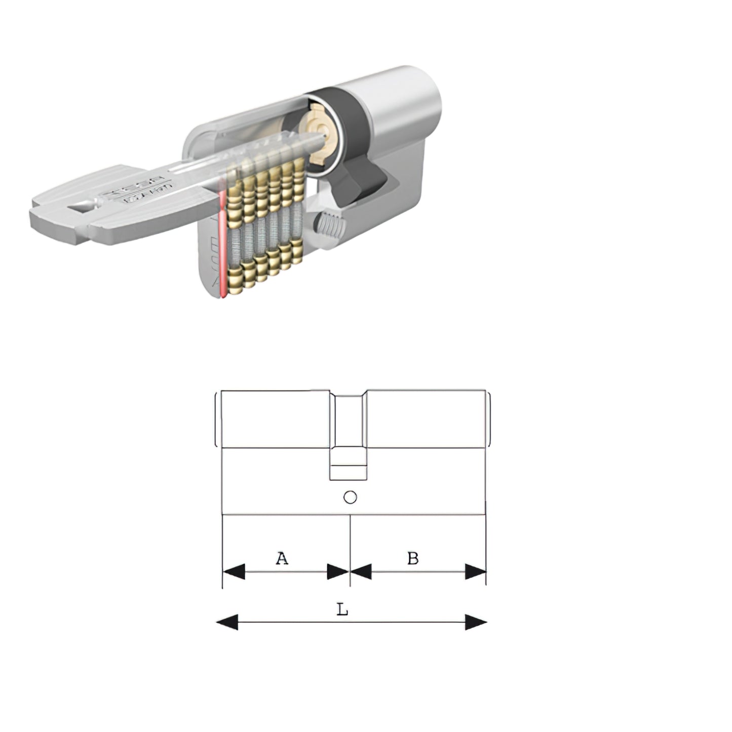 Cilindro de segurança Tesa T60 /40x40 banhado a latão