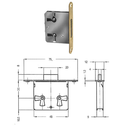 Cerradura Mueble Sin Llave 32/35 mm.