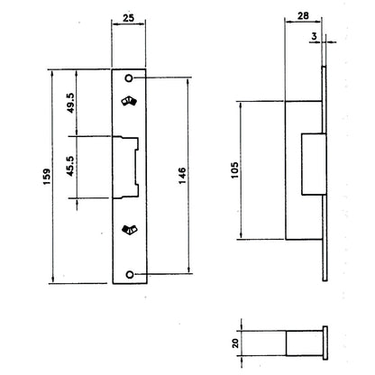 Jis Electric Lock 12 Volts 822-901g Cinza Frontal