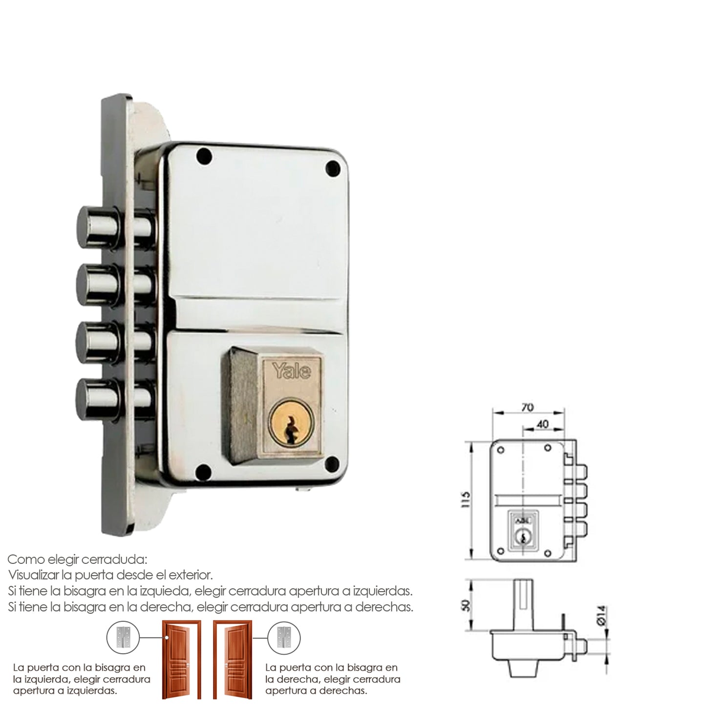 Cerradura Yale    8-hn/ izquierda