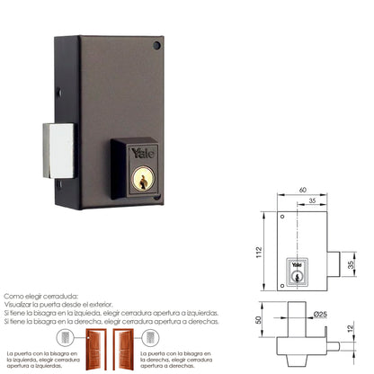 Cerradura Yale   56-c/hpr/60/ Izquierda