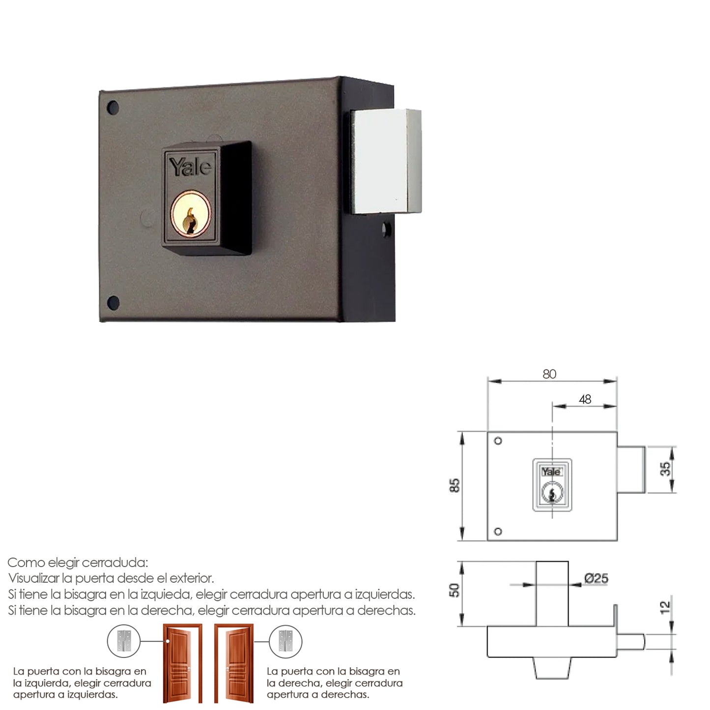 Fechadura Yale 124-a/hpr/ 8/ Direita