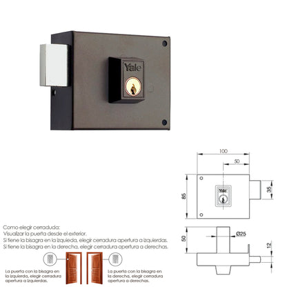 Cerradura Yale  124-A/HP/10/ izquierda