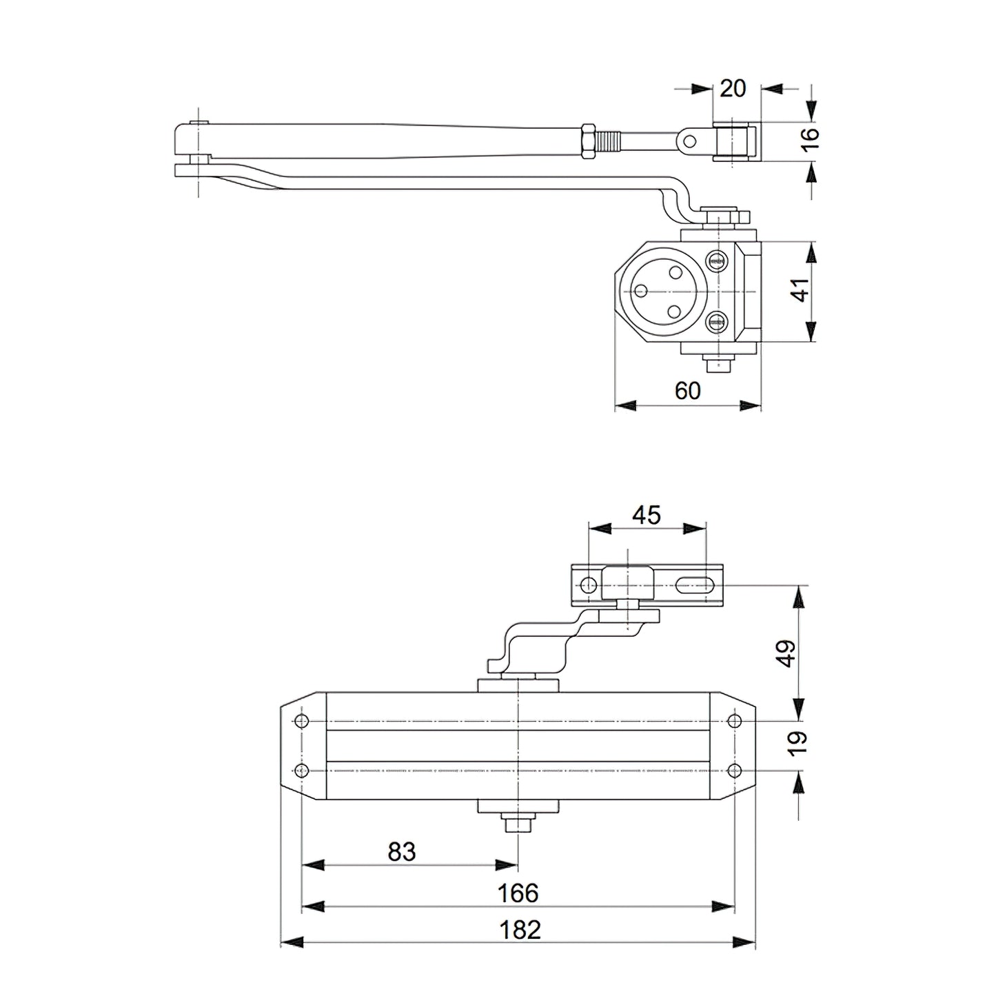 Fecho de porta Tesa DC110 F2-3 sem retentor de prata