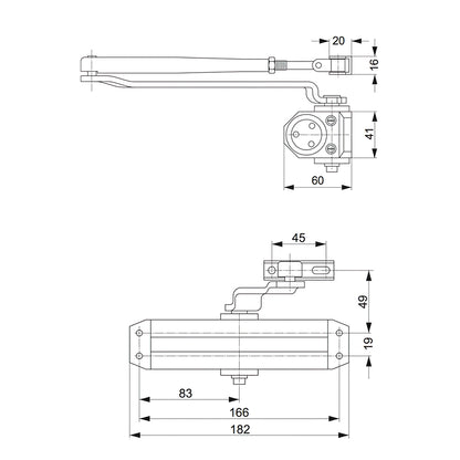 Cierrapuertas Tesa DC110  F2-3 Sin Retenedor Plateado