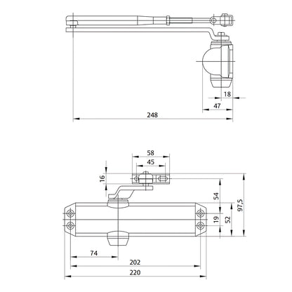 Fecho de porta Tesa DC120 F2-4 sem retentor de prata