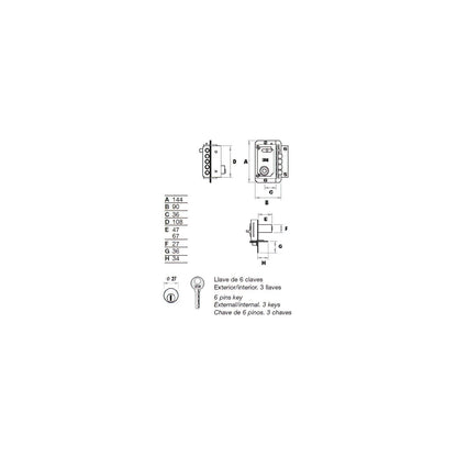 Fac S 90 Fechadura Pintada Esquerda Bombin 70