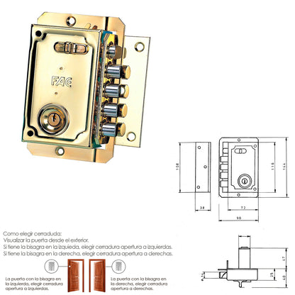 Cerradura Fac S 90           Dorada Derecha