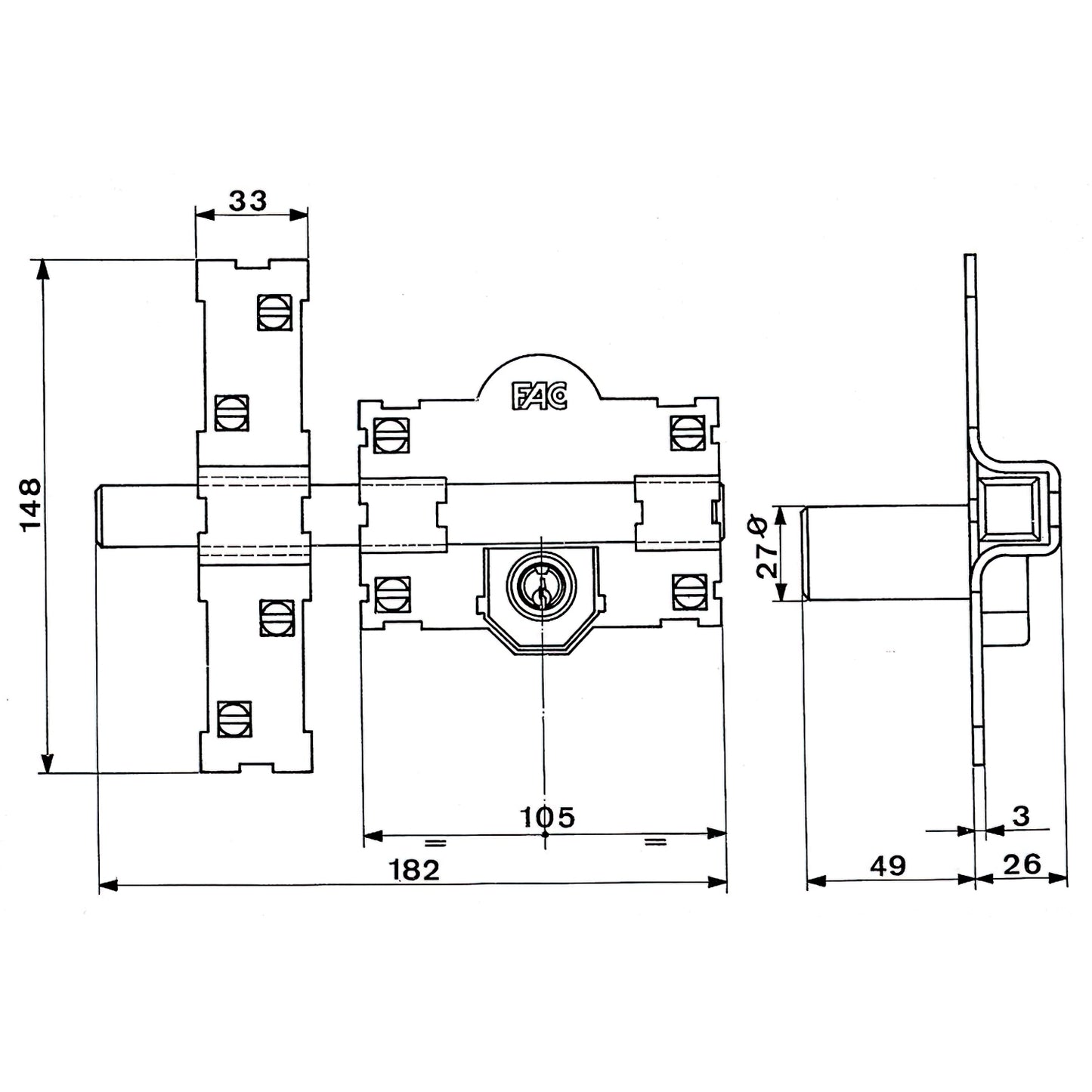 Cerrojo Fac 101-l/105-p  Llaves Iguales