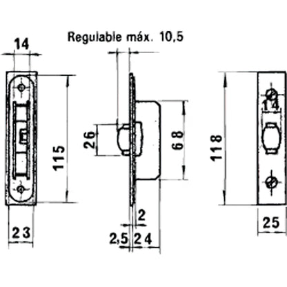 Cerradura Lince 5554 Aluminio   14 mm.