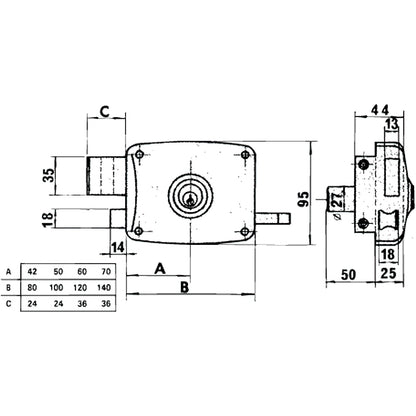 Fechadura Lince 5124A-BO/ 80 Esquerda