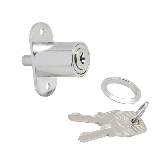 Fechadura de porta de correr com botão de pressão 347/27 mm. cromado