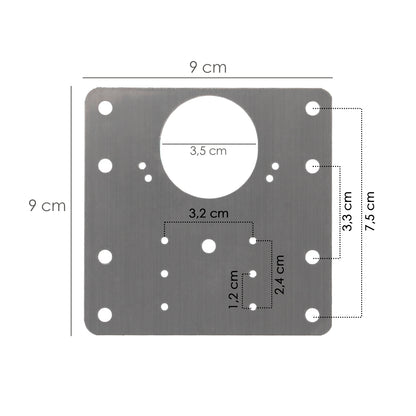 Placas de Reparacion Bisagras Cazoleta 9x9 cm. 1 piezas. Placa Repara Puertas, Placa Reparación Bisagras Mueble