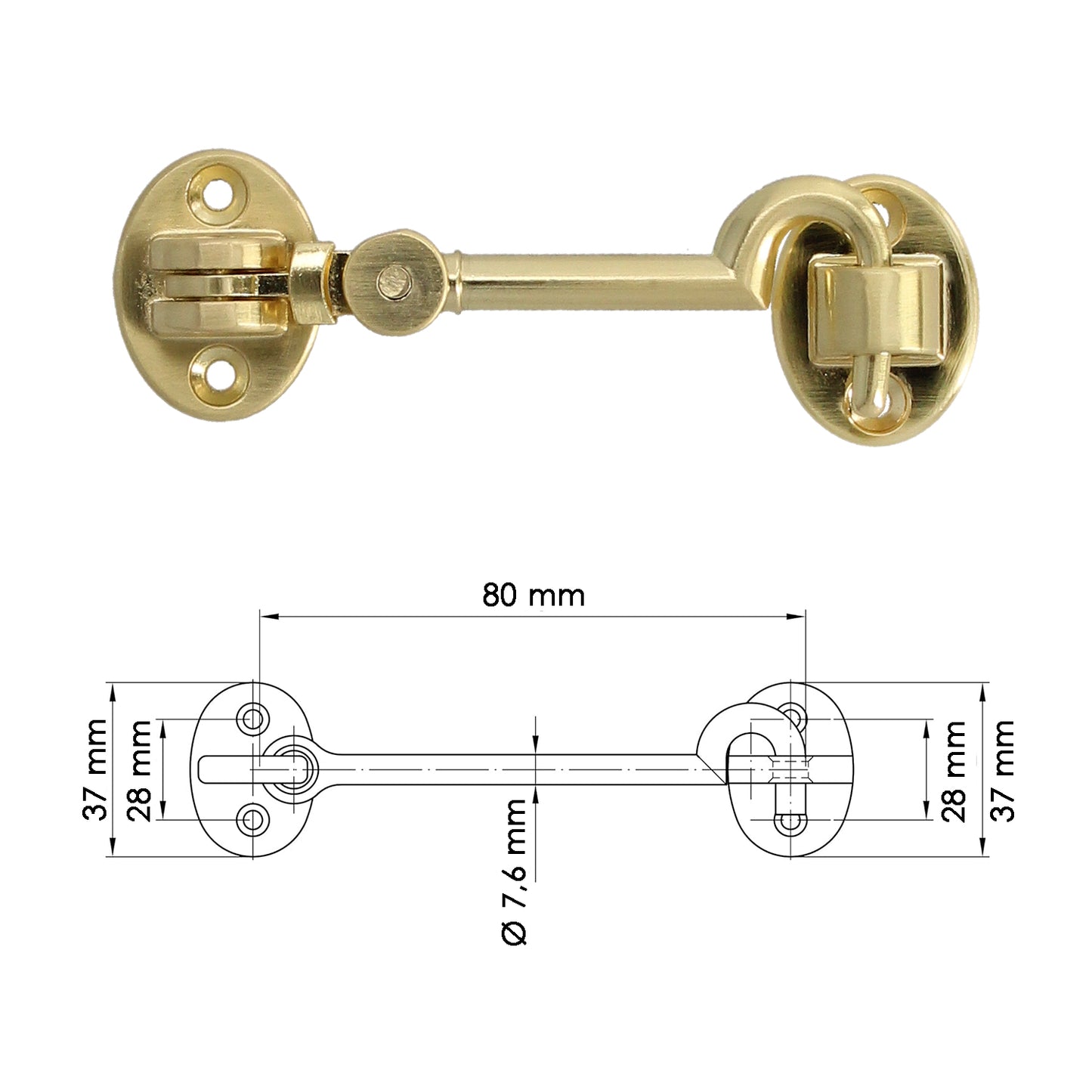 Aldabilla Multiusos Reforzada Con Tornillos 100 Mm Latón Pulido