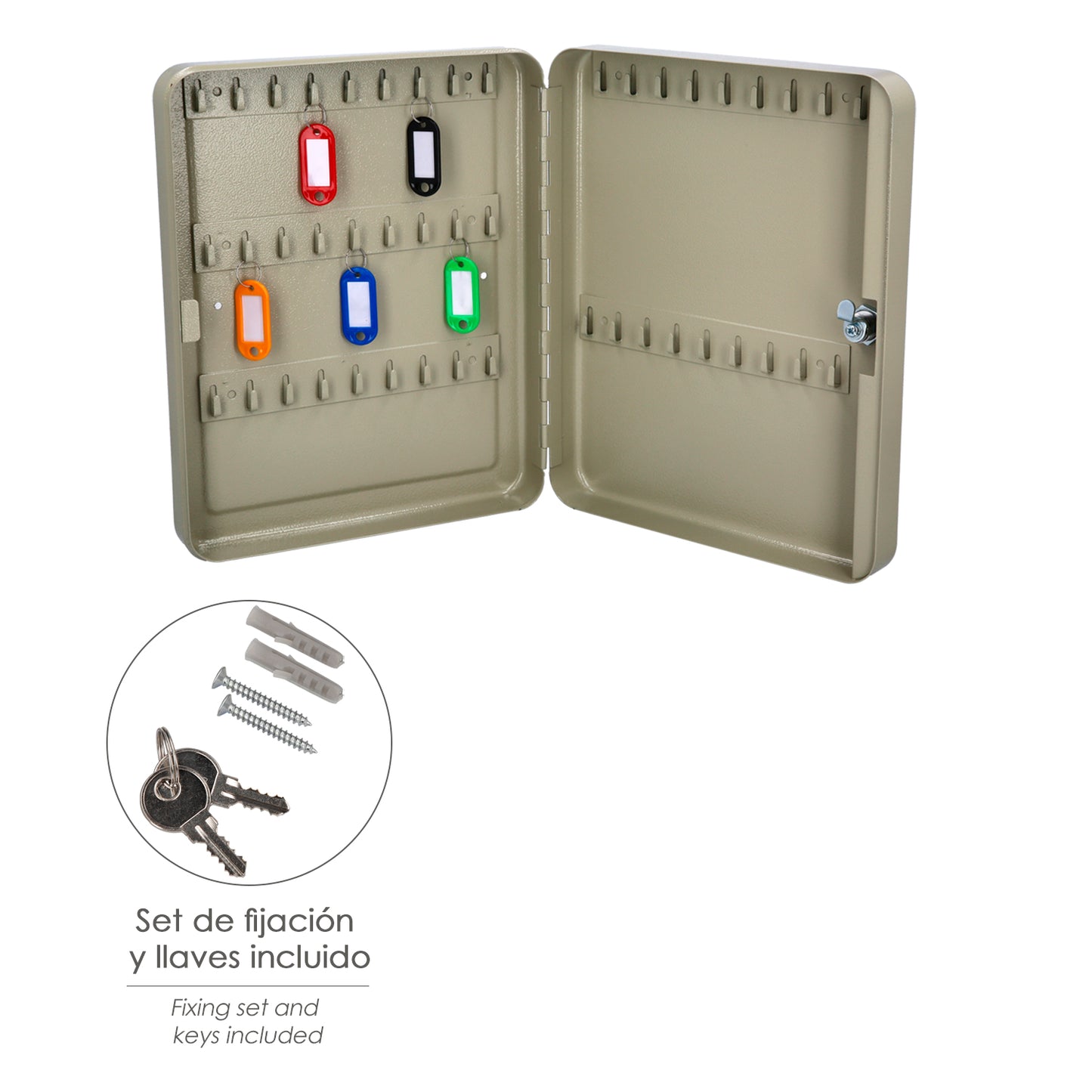 Armário de chaves de segurança para 45 chaves, porta-etiquetas incluídos. Armário de Segurança para Chaves, Armário para Chaves, 6x24x30 cm.