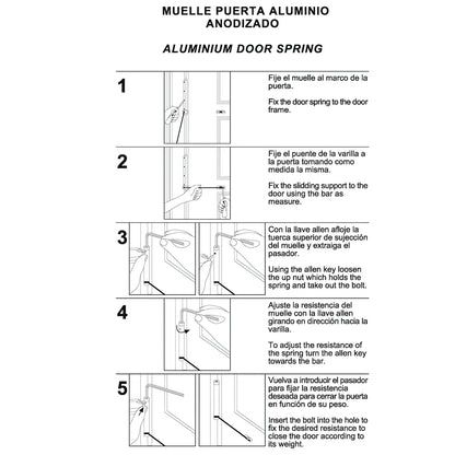 Muelle Puerta Wolfpack Aluminio Anodizado Blanco (Blister 1 Pieza)