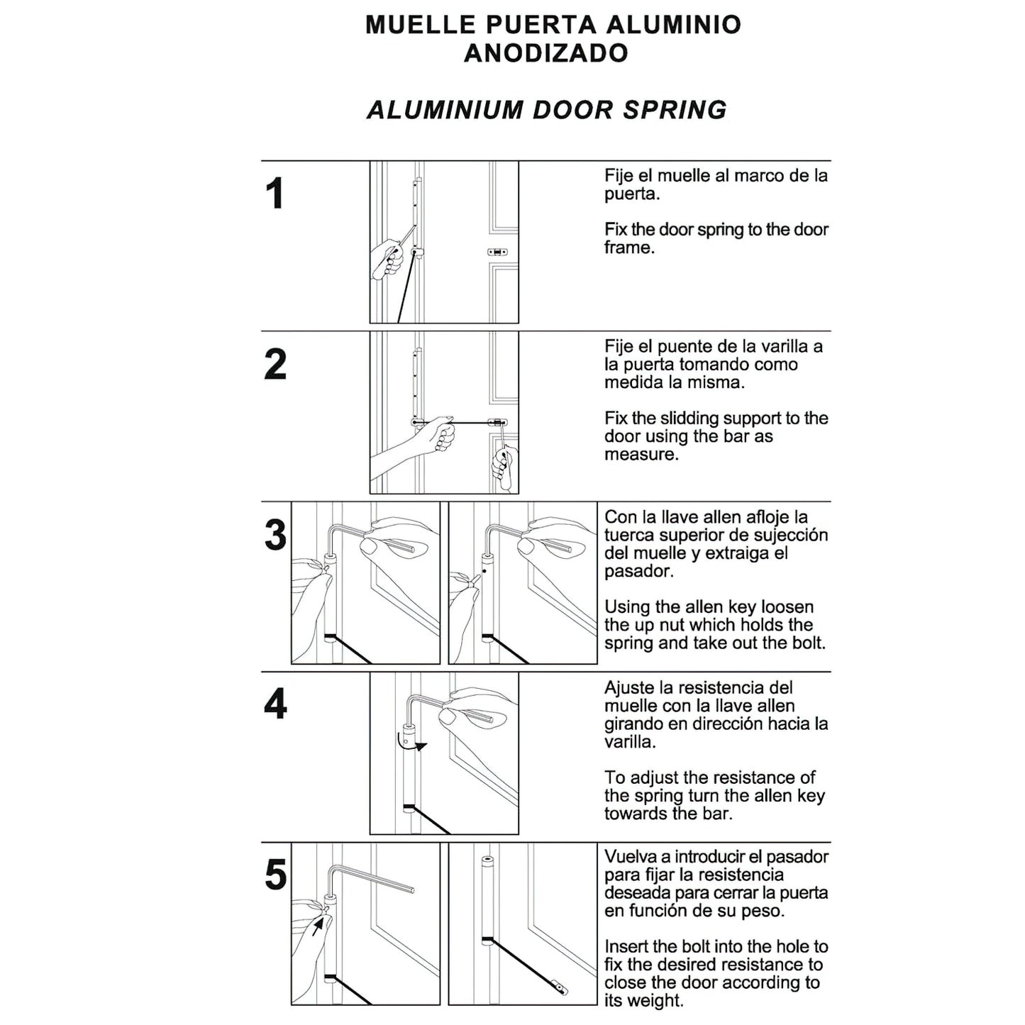 Muelle Puerta Wolfpack Aluminio Anodizado Negro (Blister 1 Pieza)