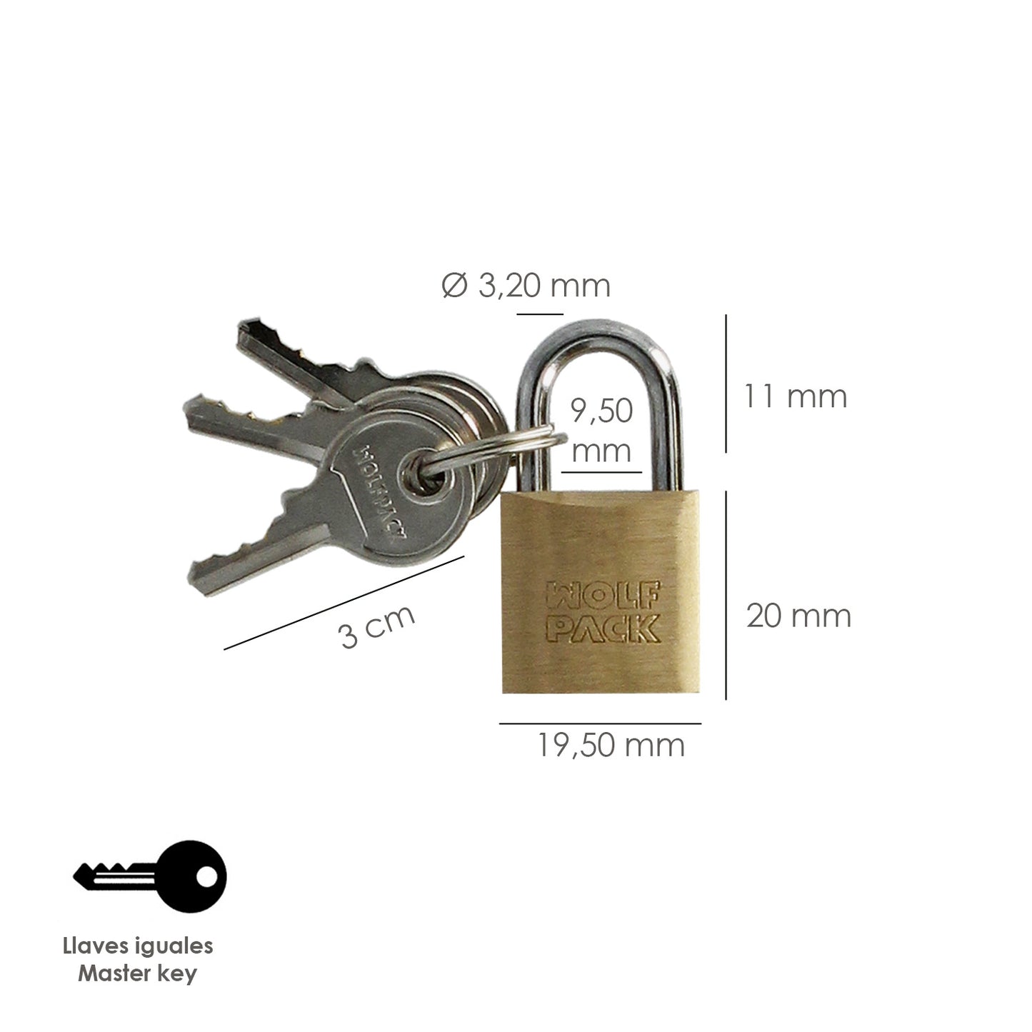 Latão Cadeado Arco Normal 20 mm.