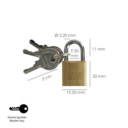 Latão Cadeado Arco Normal 20 mm.